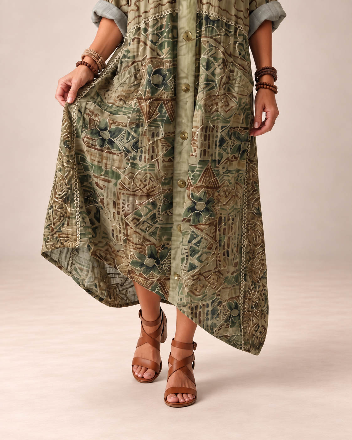 Diane™ | Artistic Button-Front Midi Dress