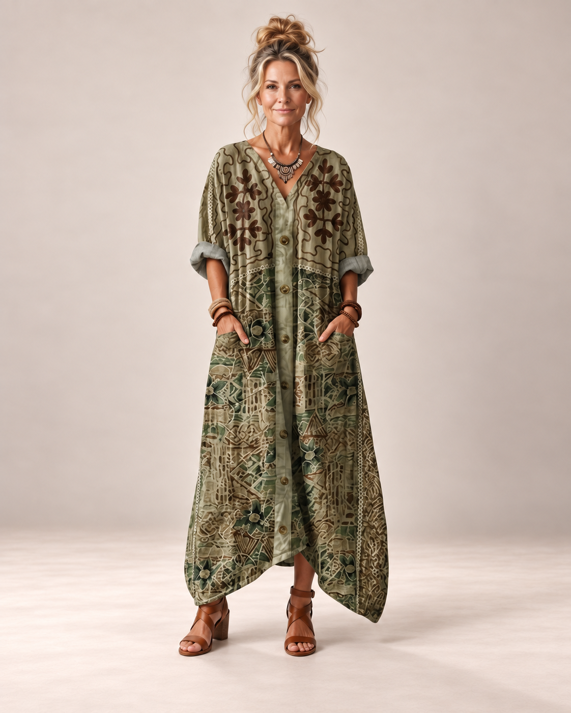 Diane™ | Artistic Button-Front Midi Dress
