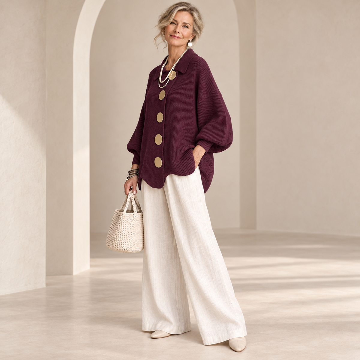 Amelia™ | Golden Button Knit Cardigan™