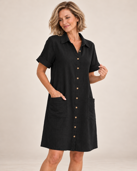 Natalie ™ | Relaxed Linen Shirt Dress