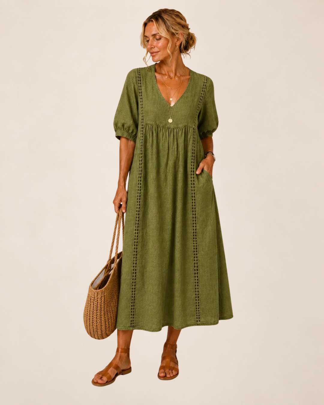 Savannah™ | Flattering V-Neck Midi Dress
