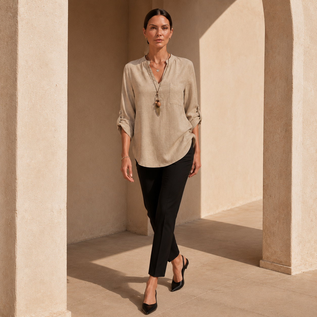 Elena™ | Coastal Cotton Linen Blouse™