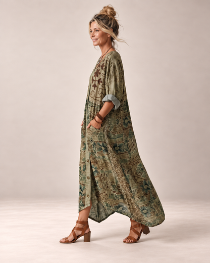 Diane™ | Artistic Button-Front Midi Dress