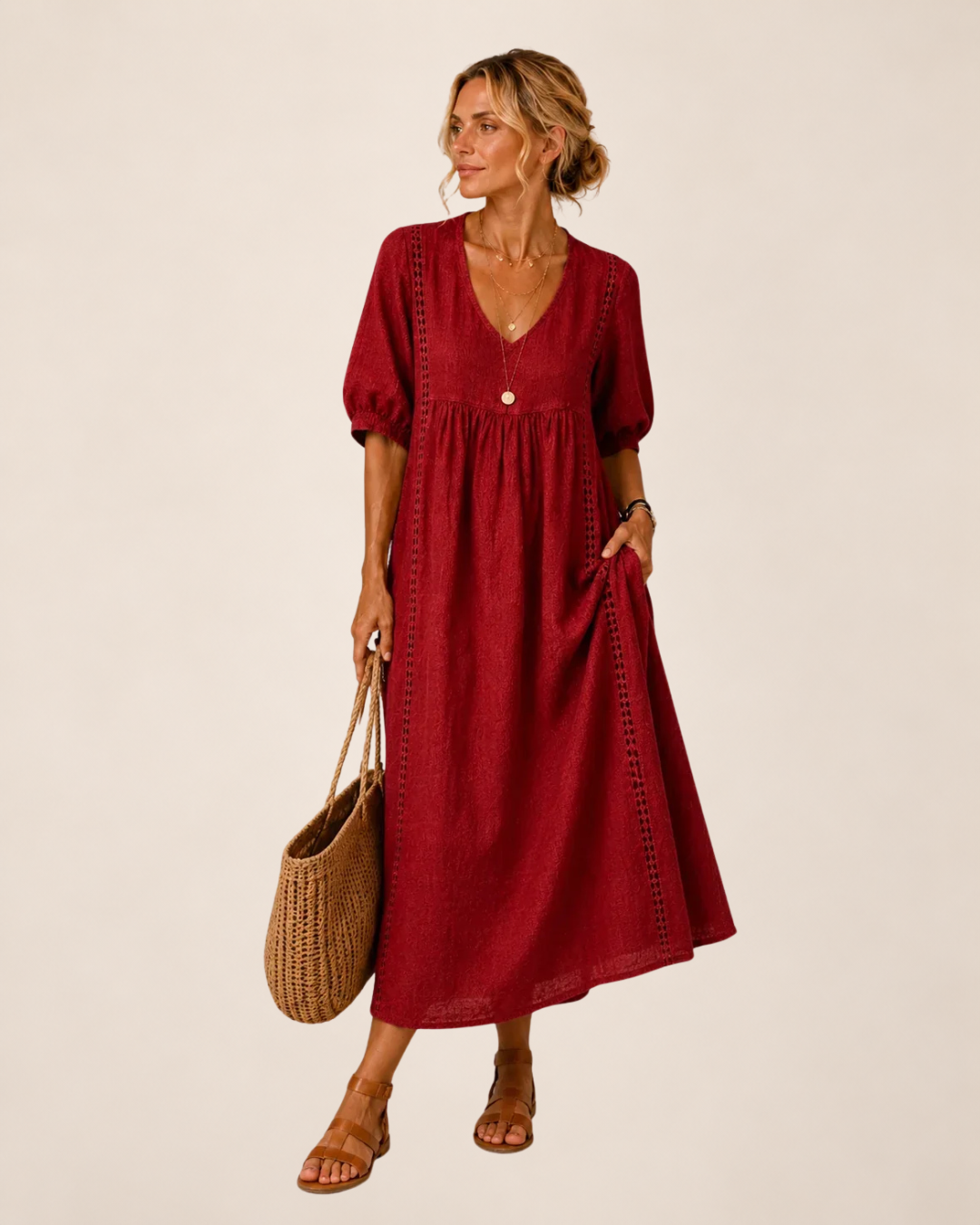Savannah™ | Flattering V-Neck Midi Dress