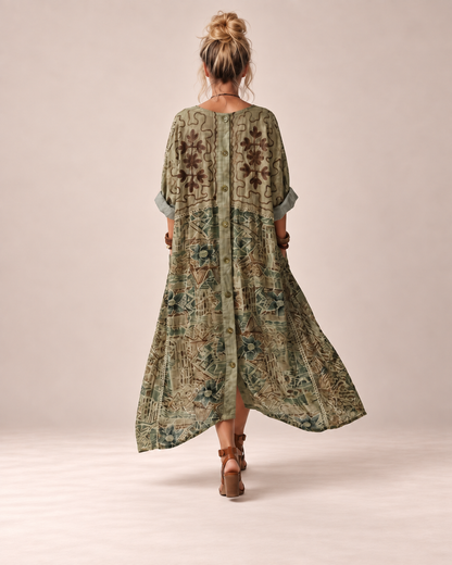 Diane™ | Artistic Button-Front Midi Dress