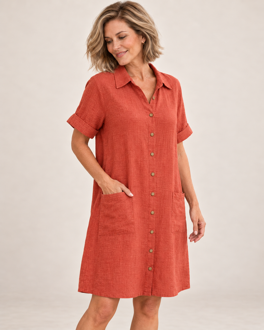Natalie ™ | Relaxed Linen Shirt Dress
