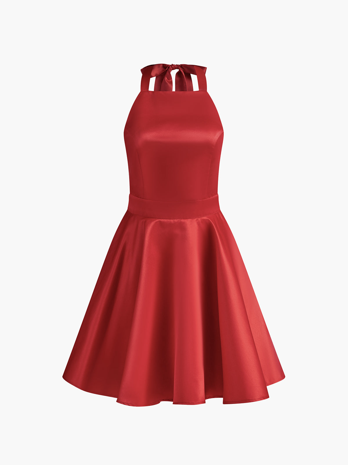 MIA | ELEGANT SATIN MINI DRESS WITH PLEATS AND OPEN BACK