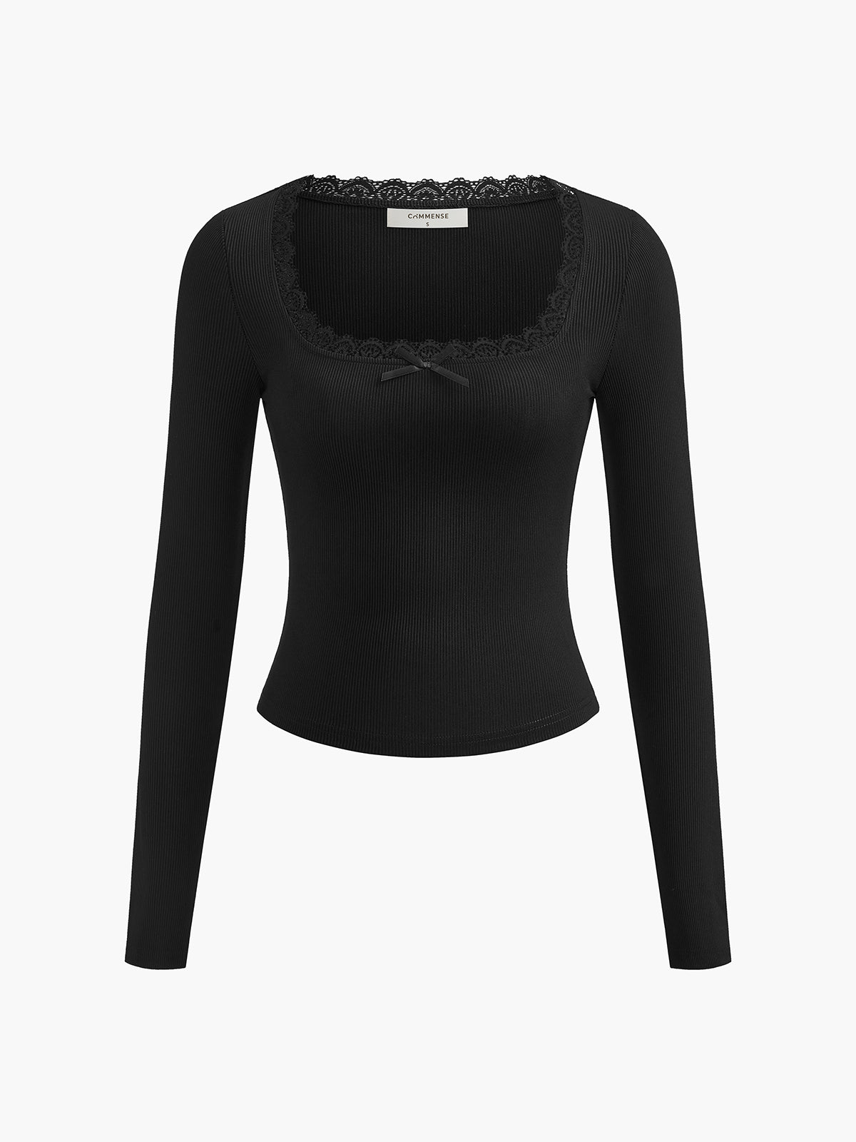 JENN | LONG SLEEVE CROP TOP WITH LACE TRIM