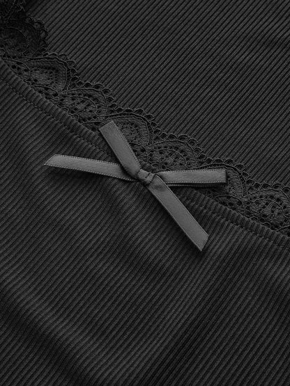 JENN | LONG SLEEVE CROP TOP WITH LACE TRIM