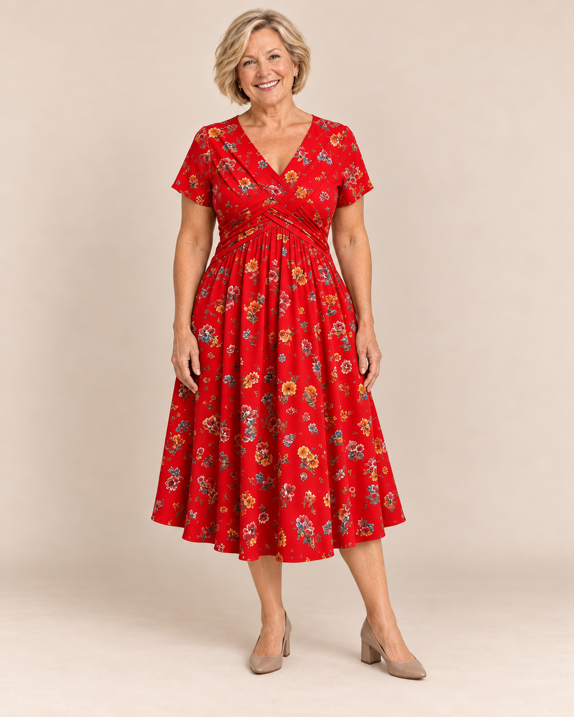 Clara™ | Floral Twist-Waist Midi Dress