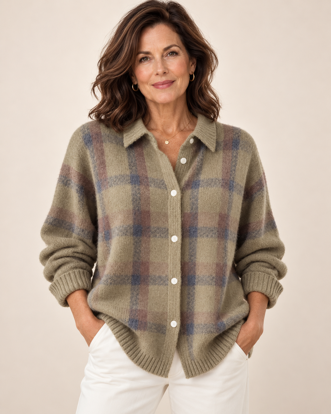 Harper™ | Cozy Plaid Knit Cardigan