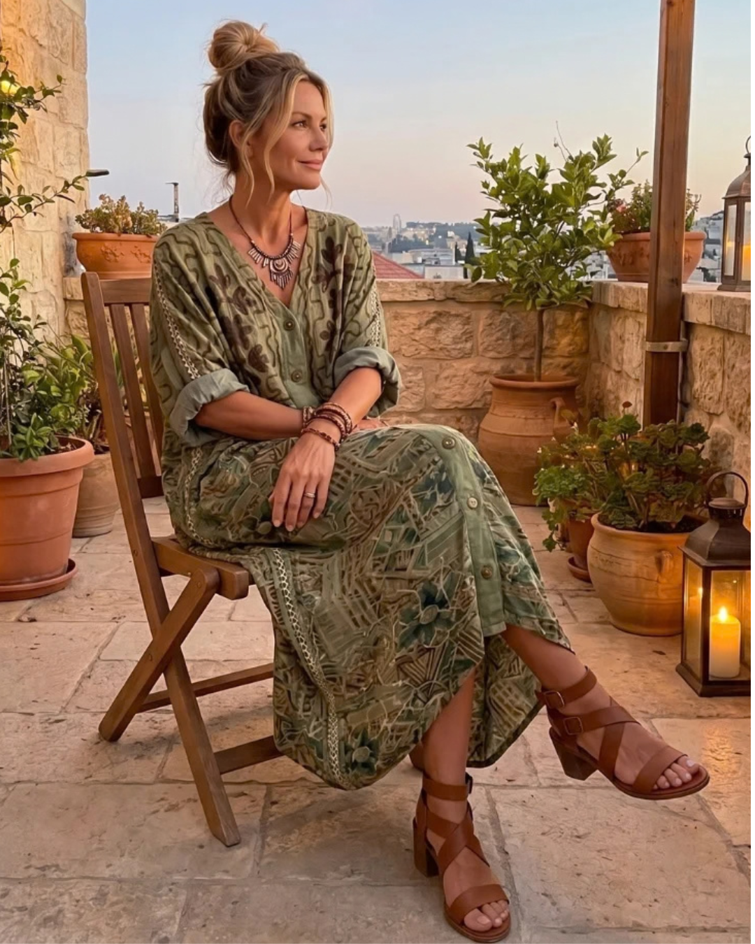 Diane™ | Artistic Button-Front Midi Dress